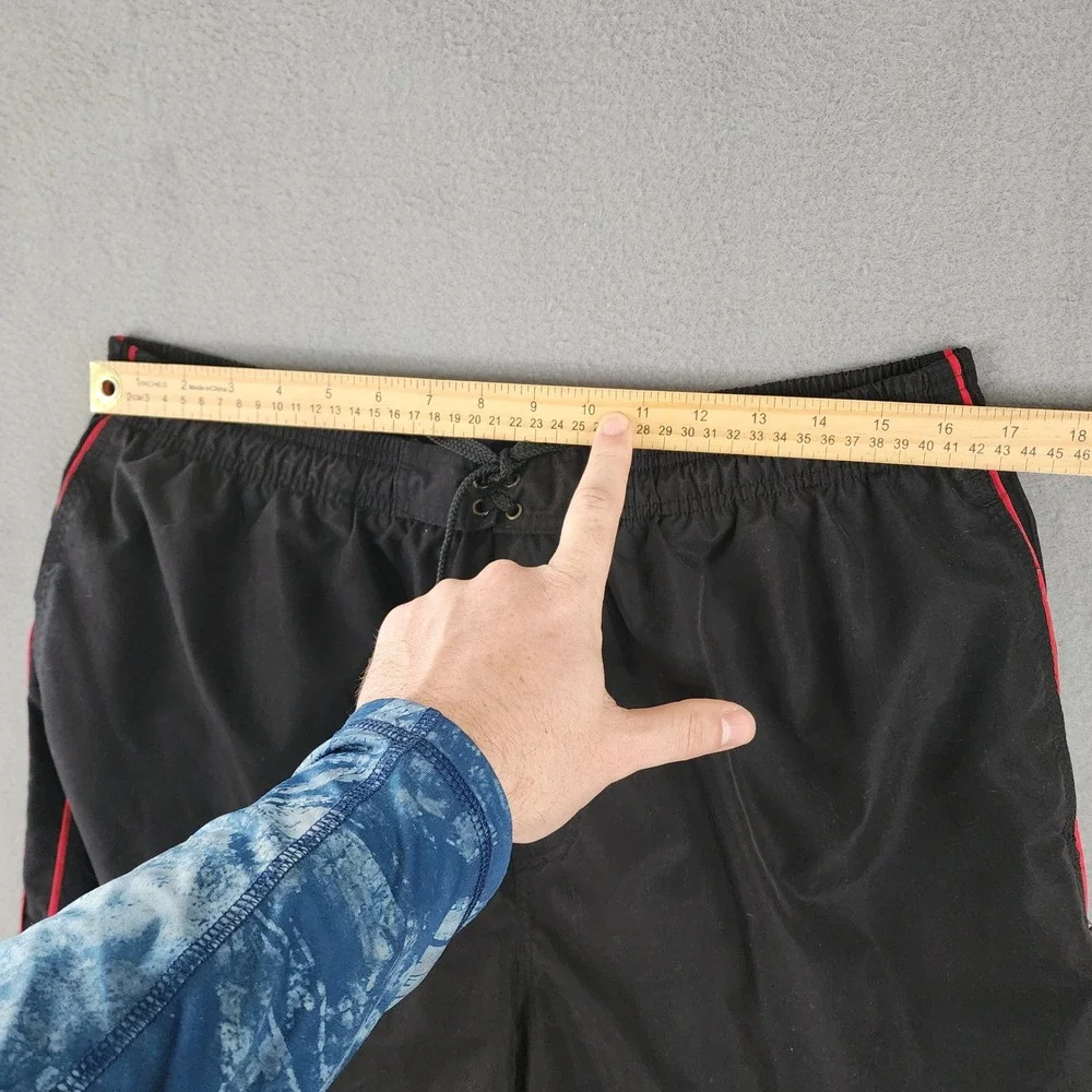 Big Dogs Black Red Striped Swim Trunks XL Mesh Lined Board‎ Shorts Drawstring XL